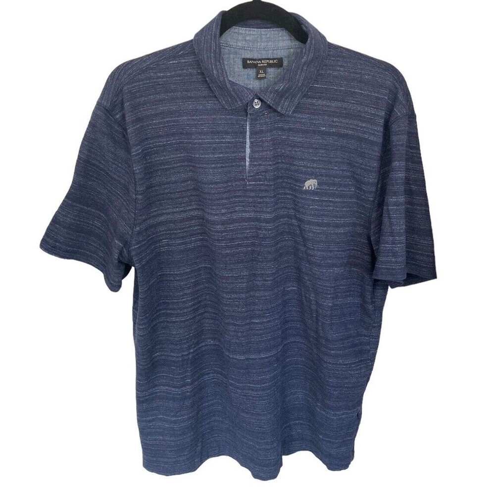 Banana Republic Men’s‎ Slim Fit Polo Shirt Blue Space Dye Size XL